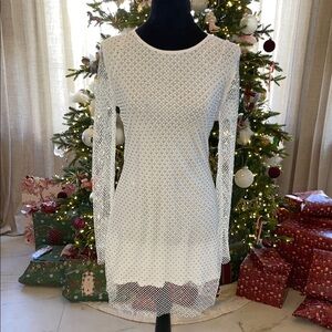 Elegant White Mesh Mini Dress